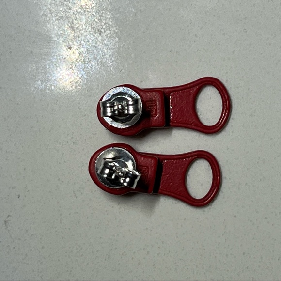 Zipper Stud Earrings made with solid 925 sterling silver posts. - Picture 4 of 5